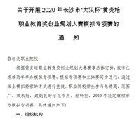 關(guān)于開展2020年長沙市“大漢杯”黃炎培 職業(yè)教育獎(jiǎng)創(chuàng)業(yè)規(guī)劃大賽模擬專項(xiàng)賽的通知
